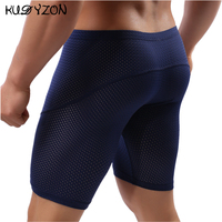 Fitness długie męskie bokserki Mesh oddychająca bielizna męska bokserki długie nogawki kufry Sexy etui do biegania kalesony 3